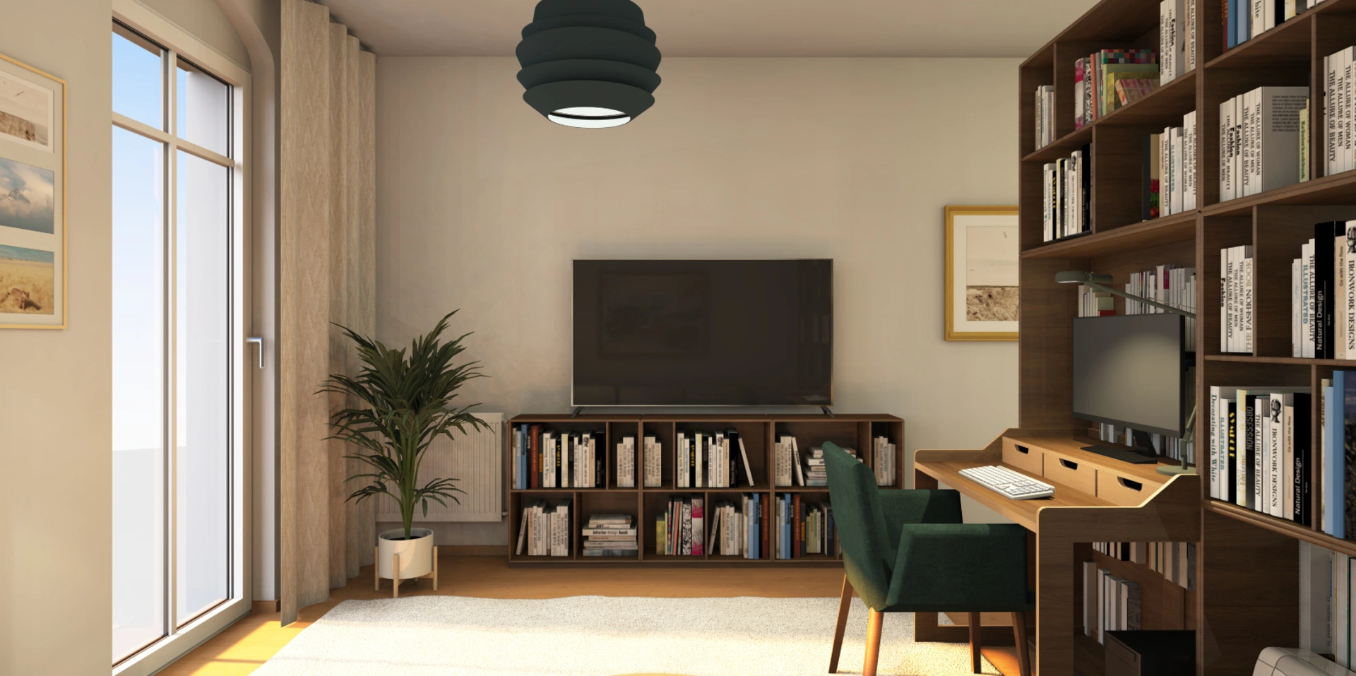 Wohnzimmer mit Arbeitsbereich Variante 2