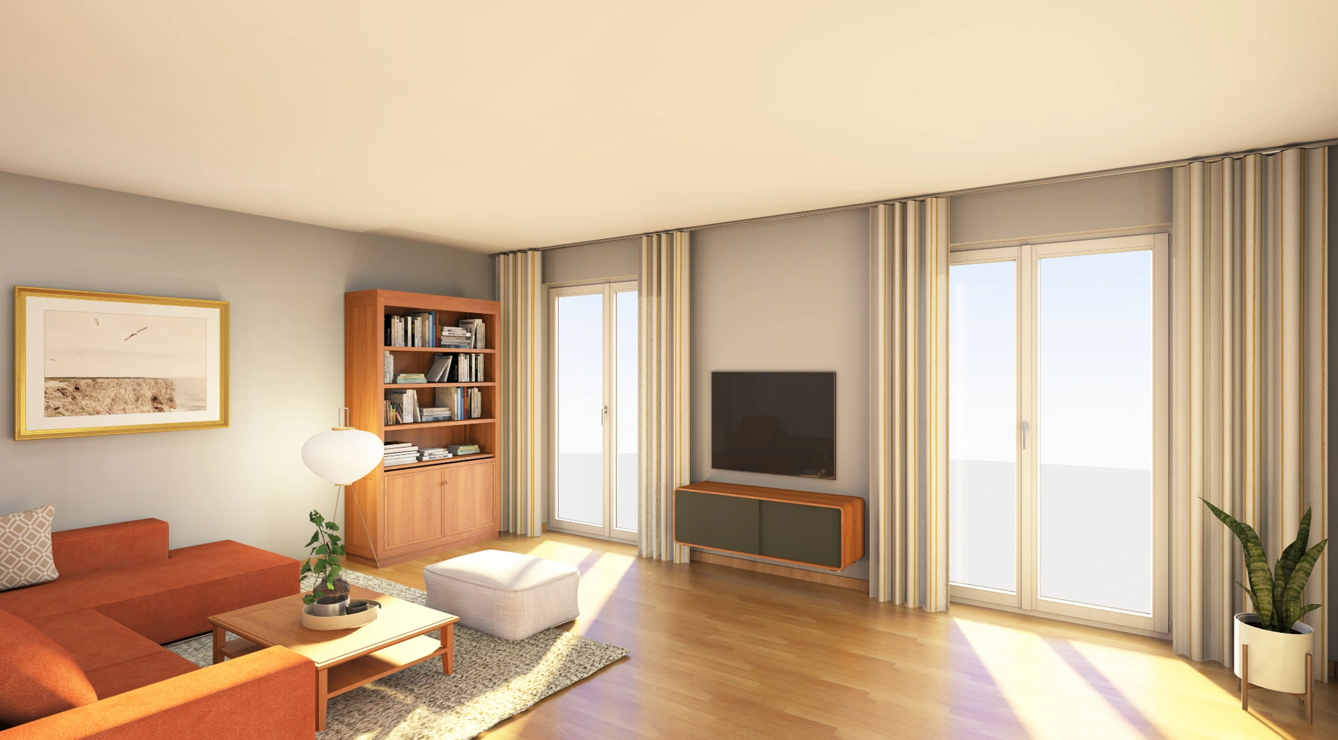 Wohnzimmer mit Parkett